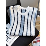 重磅条纹宽松针织衫背心男生无袖圆领镂空坎肩bf马甲拼接ZZS99P35，男装背心/马甲，电商D256-2(原A064-2)