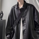 复古皮衣外套男士高级感潮牌宽松pu皮翻领夹克SK23P65，男装皮衣，电商D256-2(原A064-2)