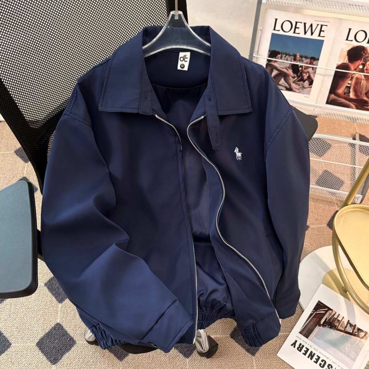 春秋痞帅外套男ins高街潮牌刺绣美式韩版潮流宽松夹克nb69p70,男装夹克,电商D256-2(原A064-2)