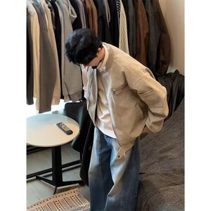 皮衣秋痞帅外套高街潮牌港风日系风韩版潮流宽松夹克B152 P75,男装夹克,电商D256-2(原A064-2)