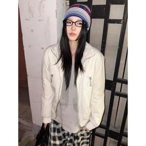 复古双拉链短款修身立领夹克男女春秋新款工装外套潮WT01P80图片