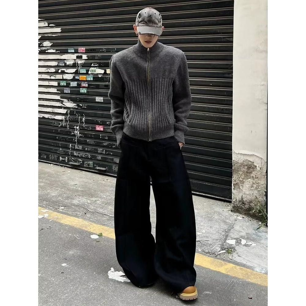 秋冬新款开衫毛衣美式复古休闲慵懒风V领针织衫纯色外套ZZS93P65,男装针织衫/毛衣,电商D256-2(原A064-2)
