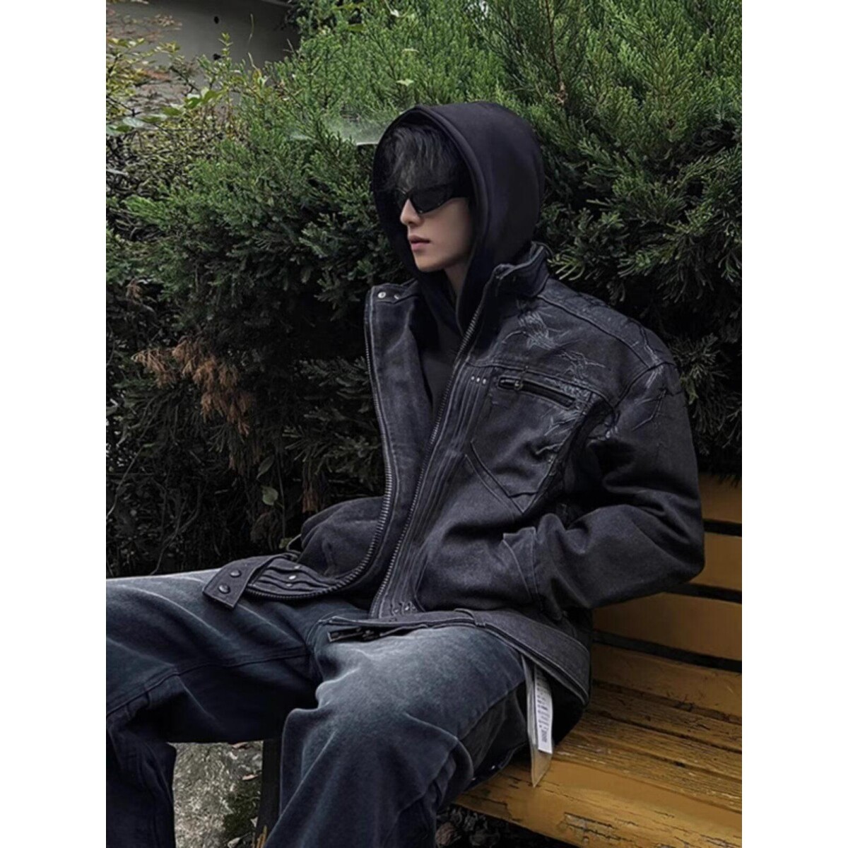 黑色牛仔外套男高级感痞帅m1飞行夹克美式vintage赛车服SK12P75,男装工装外套,电商D256-2(原A064-2)