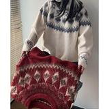 韩chic秋冬圆领宽松百搭费尔岛提花长袖软糯针织毛衣NB381P65，男装针织衫/毛衣，电商D256-2(原A064-2)