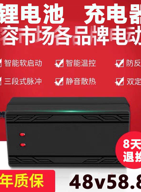 14串48伏电动车电瓶三元锂电池充电器58.8V54.6V3A4A5A8a10安快充
