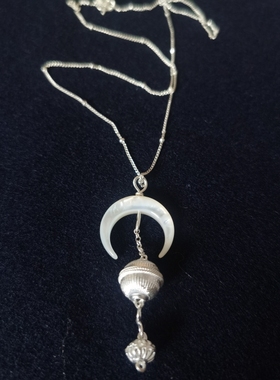 彝阿朵纯银项链女星月神话海哈金喜同款月牙月亮银饰首饰女神款