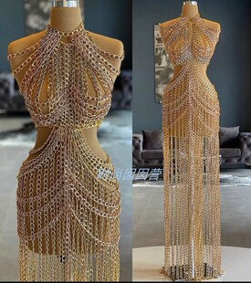 欧美重金属身体链N2307 夜店舞台演出饰品 重工多层合金裙链