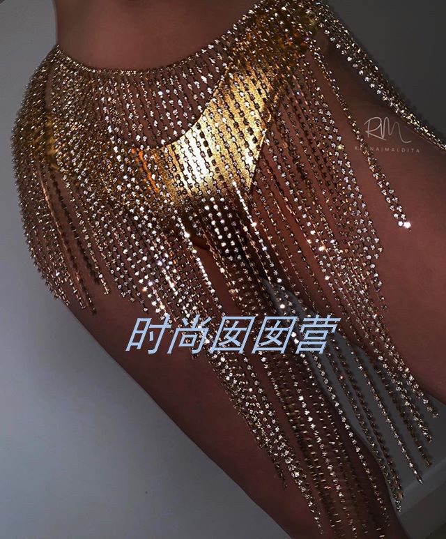 欧美多层水钻腰链 合金水钻腰链饰品 Cos拍摄舞蹈腰饰女