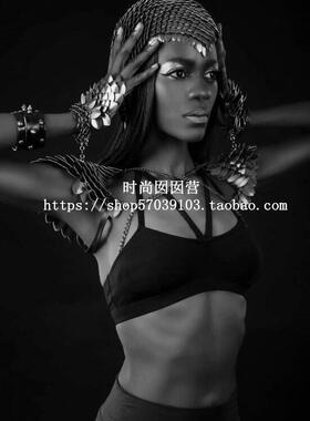 欧美身体链body chains个性重工鱼鳞肩链面具B545Cos演出拍摄饰品