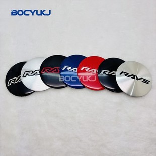 跨境56mm车贴RAYS改装 饰贴 汽车轮毂中心盖贴标通用金属标志汽车装