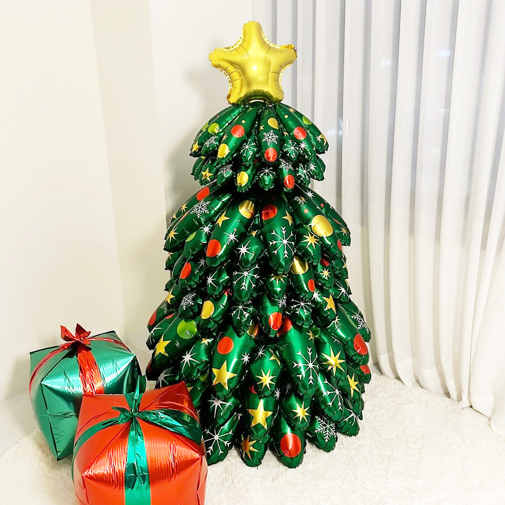 圣诞树气球铝膜ins堆堆立体摆件老人雪人姜饼人麋鹿装饰场景布置