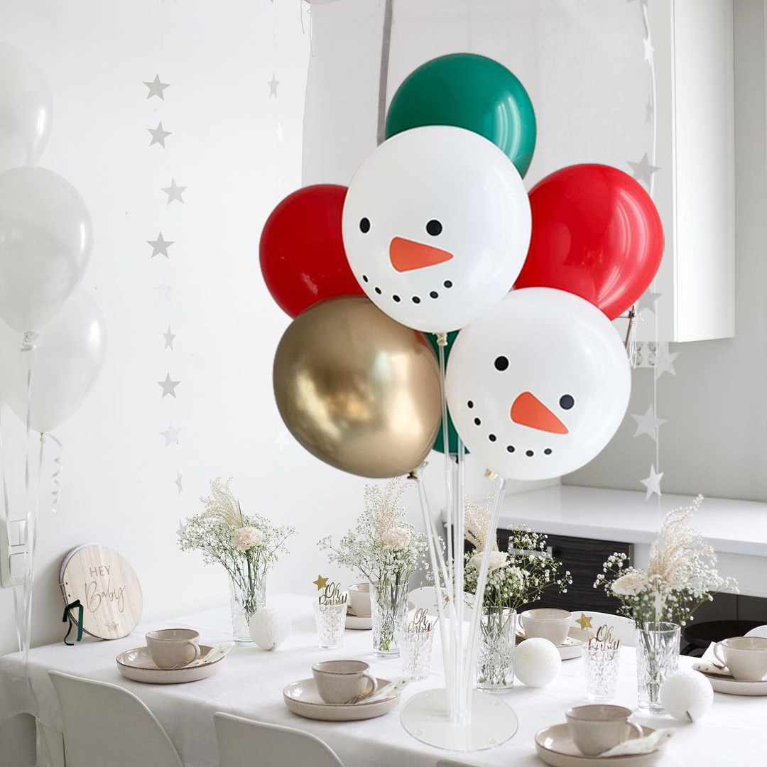 圣诞节气球桌飘立柱装饰布置