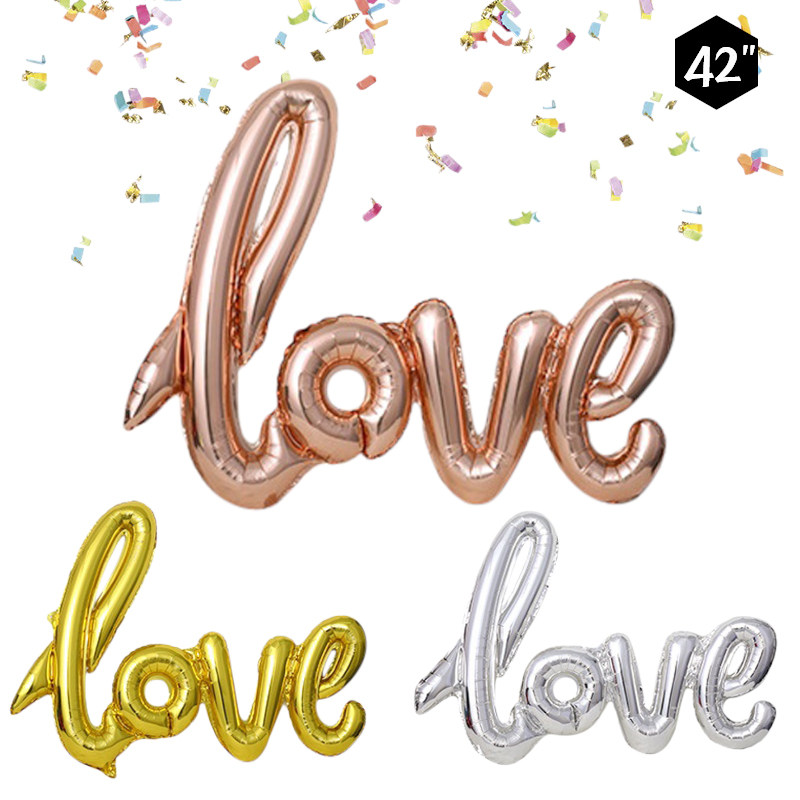 连体大号LOVE铝膜气球婚房布置求婚表白生日派对后备箱温馨装饰