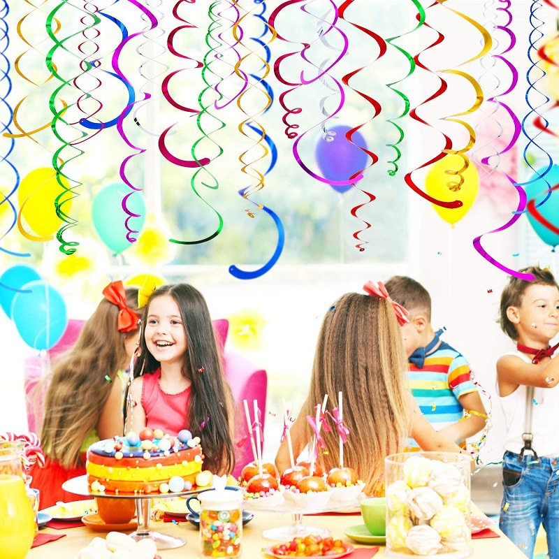 生日气氛道具彩带挂饰螺旋拉花彩旗幼儿园教室毕业开学场景布置