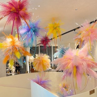 烟花白日焰火芦苇羽毛新年装饰新款挂饰店铺橱窗门头氛围场景布置