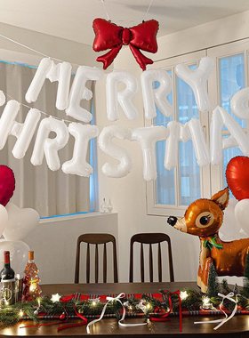 ins圣诞快乐字母气球铝膜白色新款Merry Christmas氛围场景布置