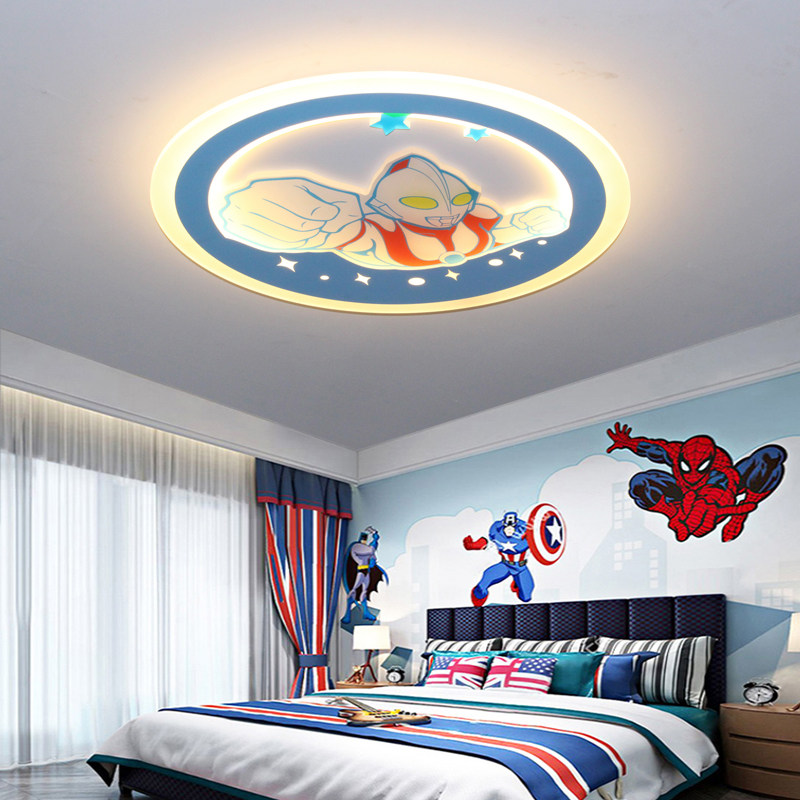 现代创意儿童房吸顶灯哆啦a梦 奥特曼儿童灯卧室灯智能调光卡通灯