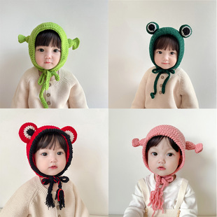清仓搞怪史莱克男童女童毛线帽秋冬季宝宝针织套头帽潮儿童绿帽子