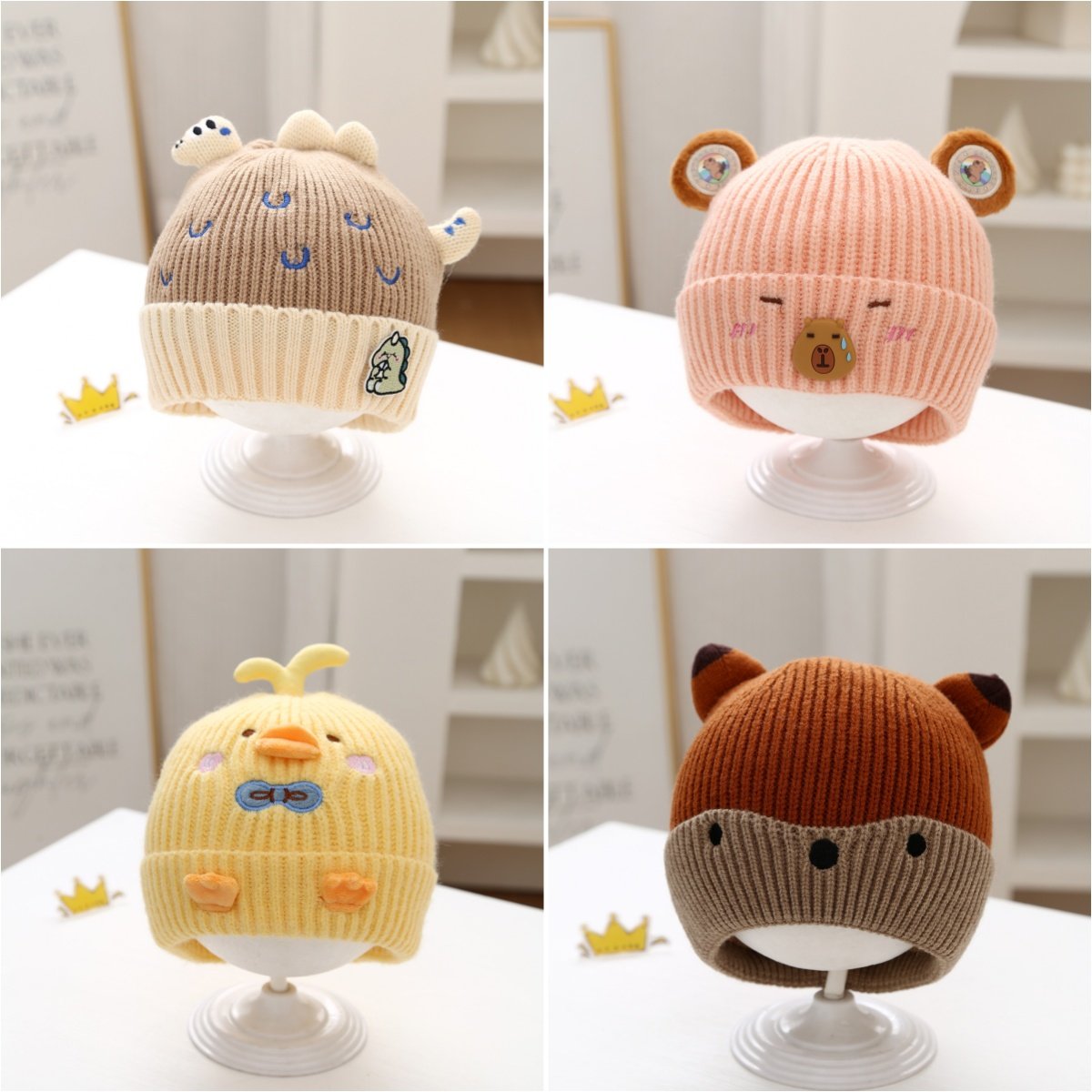 婴儿帽子秋冬季男女宝宝毛线帽可爱超萌护耳帽保暖加厚套头针织帽,童装/婴儿装/亲子装,帽子,淘宝优惠券,粉丝福利购,淘宝优惠卷