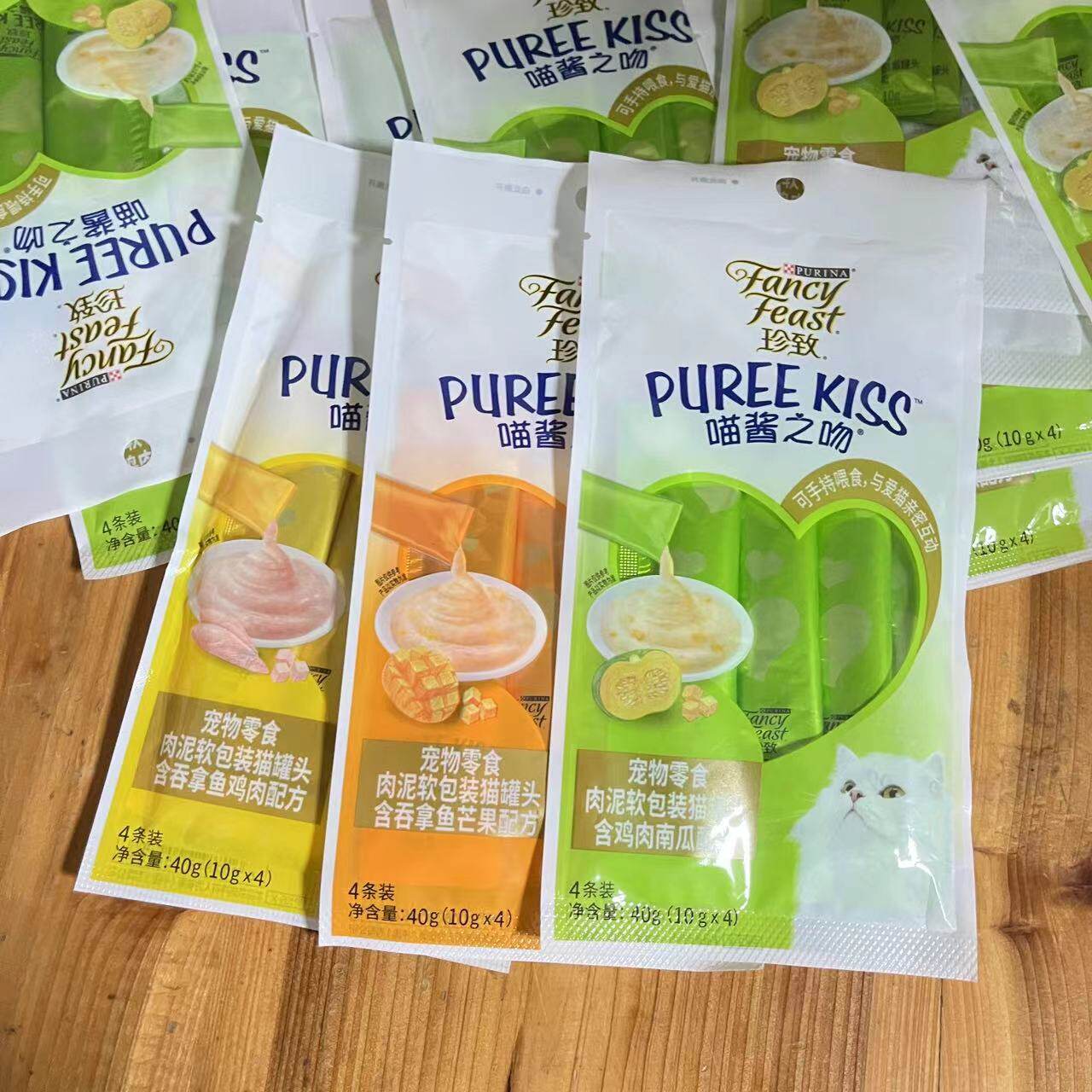 吾酷进口珍致猫条喵酱之吻成幼猫零食软包猫罐头猫湿粮包营养补水