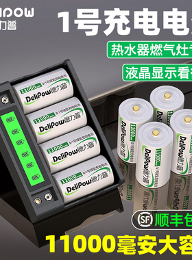 德力普1号充电电池大容量燃气灶热水器通用充电器D型一号LR20大号1.5v锂电正品煤气灶天然气灶专用电池套装