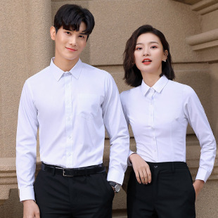 棉上衣夏季 商务免烫衬衫 修身 男士 工作服衬衣印LOGO 短袖 男女式