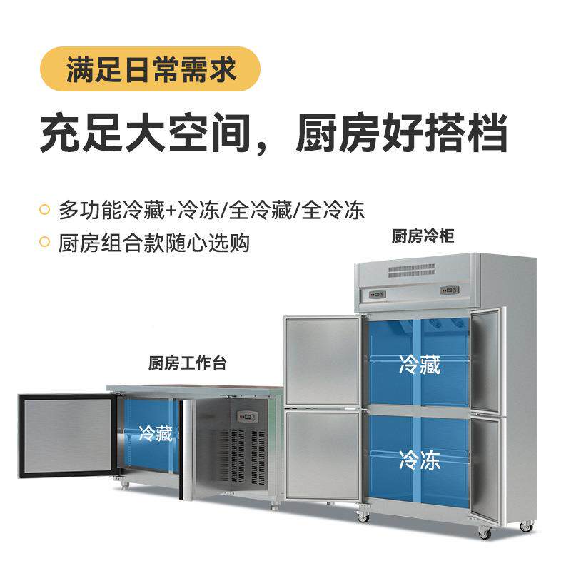 商用冰箱1.米5工作台保门鲜冰柜双双温立式四厨房冷藏冷冻585机雪