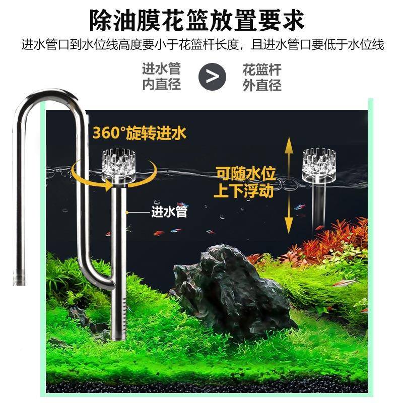 鱼缸除除油膜进膜浮子旋风花篮亚克力旋浮子油玻璃进出1水口进水