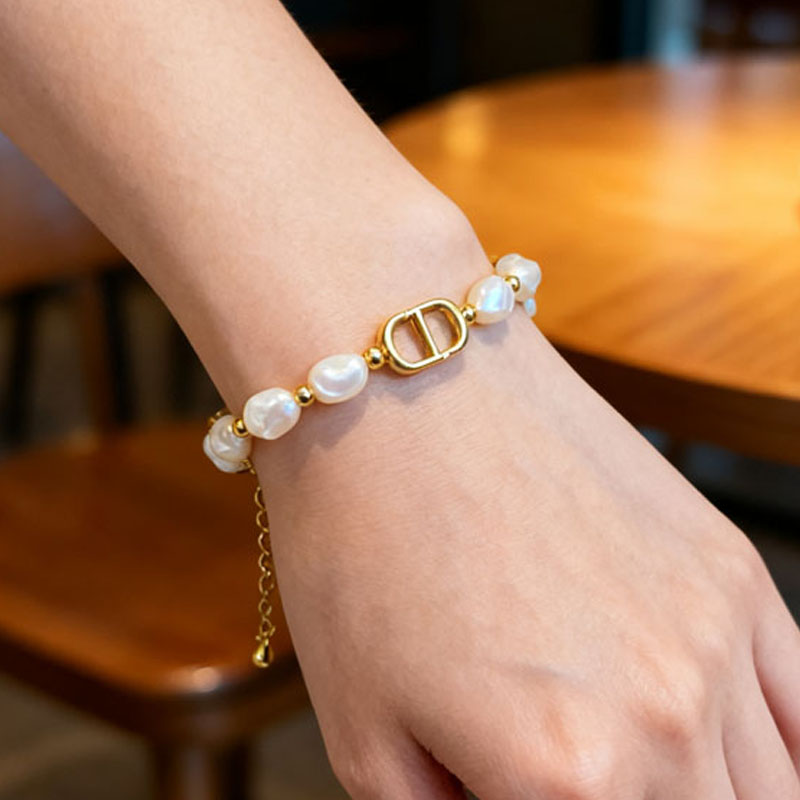 天然淡水珍珠手链镀K金