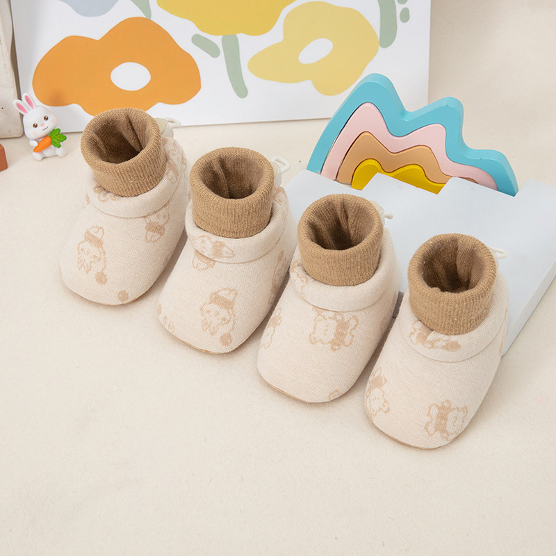 冬季新款婴幼儿彩棉螺口袜鞋加厚婴儿步前鞋/袜鞋