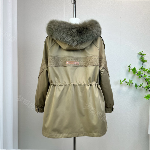 新款獭兔毛内胆可拆卸连帽派克服