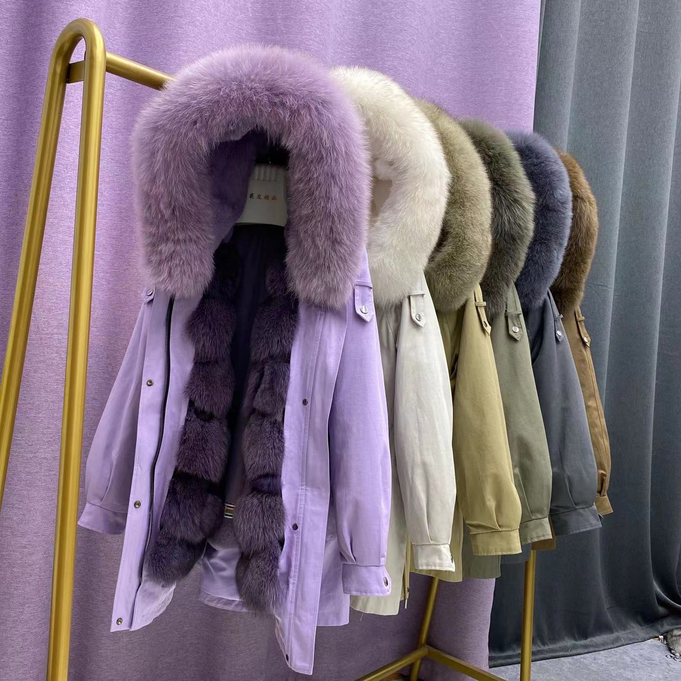 狐美人派克服女可拆卸狐狸毛内胆