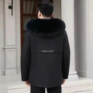 男装 派克服可拆卸兔毛内胆真毛皮草外套皮毛一体冬季 短款 秋冬男士