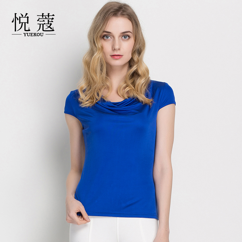 真丝短袖荡领打底衫罩袖上衣修身