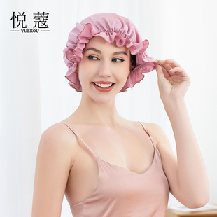 新品桑蚕丝家居帽子透气真丝睡帽睡眠养发护发圆顶浴帽孕妇月子帽