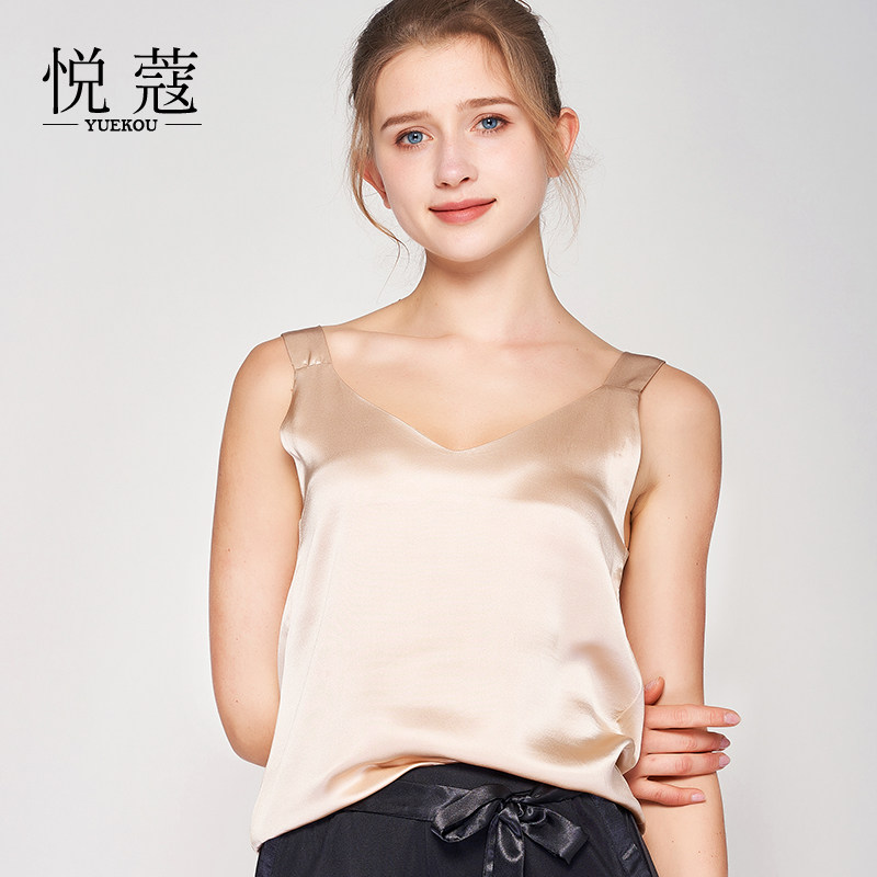 悦蔻真丝无袖背心女内搭西装夏季外穿桑蚕丝V领吊带上衣2025新款