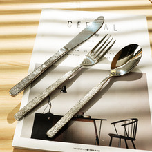 onlycook 创意石纹牛排刀叉套装精致不锈钢西餐餐具 刀叉勺三件套