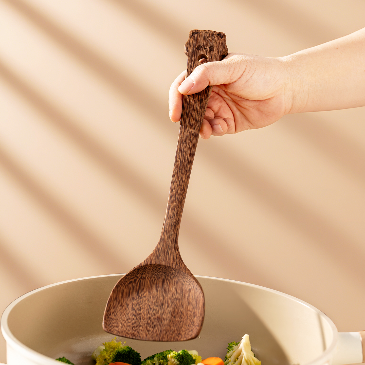 onlycook无漆无蜡熊猫鸡翅木锅铲