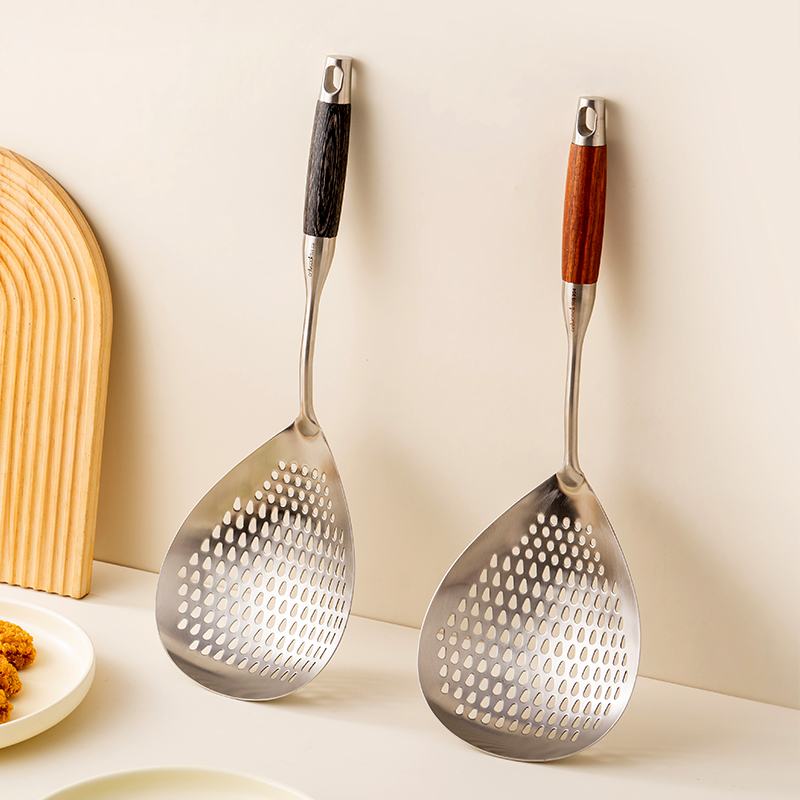 onlycook木柄304不锈钢大漏勺