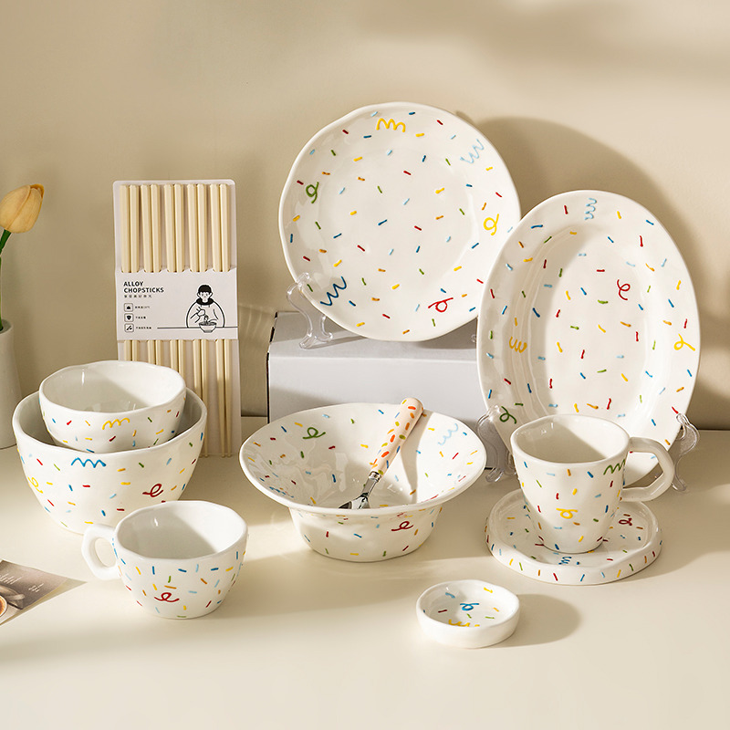 onlycook创意糖针陶瓷碗盘套装高颜值ins风碗碟盘子餐具乔迁新居