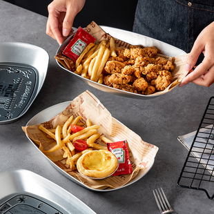 户外盘子复古马口铁盘薯条盘炸鸡小吃盘餐盘家用备盘子