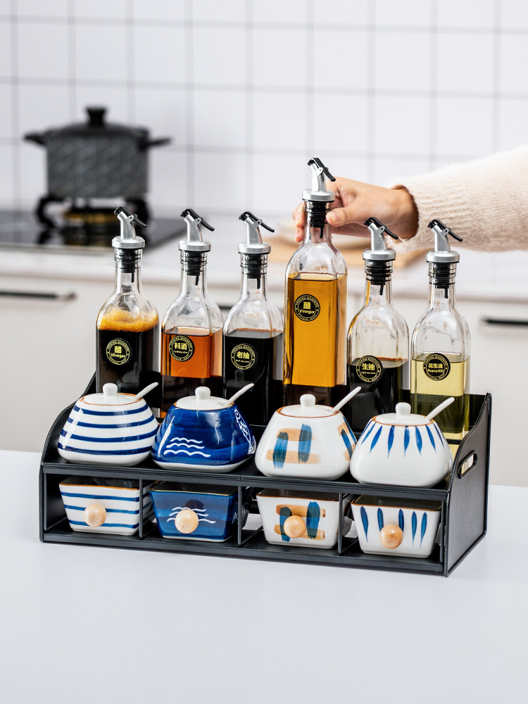 onlycook Kitchen seasoning pot Home ceramic seasoning box Combination set seasoning pot seasoning box Salt storage