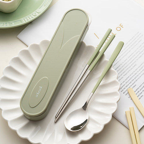 onlycook奶油色学生便携餐具