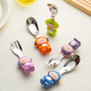 onlycook可立儿童勺子叉子短柄316不锈钢宝宝吃饭元宝勺便携餐具