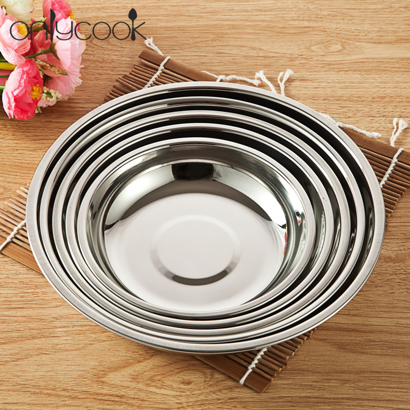 onlycook食品级不锈钢圆形盘子