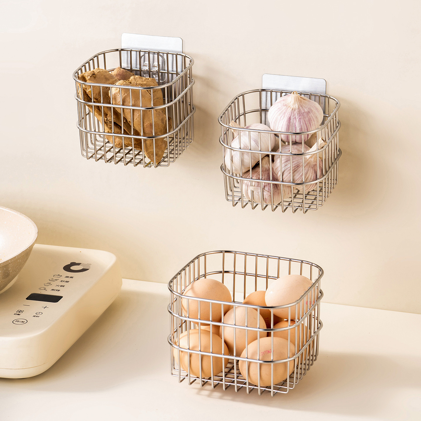 onlycook304不锈钢生姜大蒜挂篮