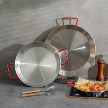onlycook不锈钢海鲜锅平底锅电磁炉干锅西班牙海鲜饭锅专用双耳锅