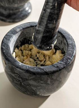 onlycook天然大理石捣蒜器家用老式石臼研磨器手动蒜泥蒜臼子擂钵