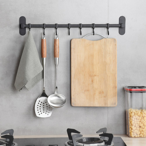 onlycook不锈钢厨房挂钩一排免打孔无痕贴钩子挂架浴室粘钩置物架