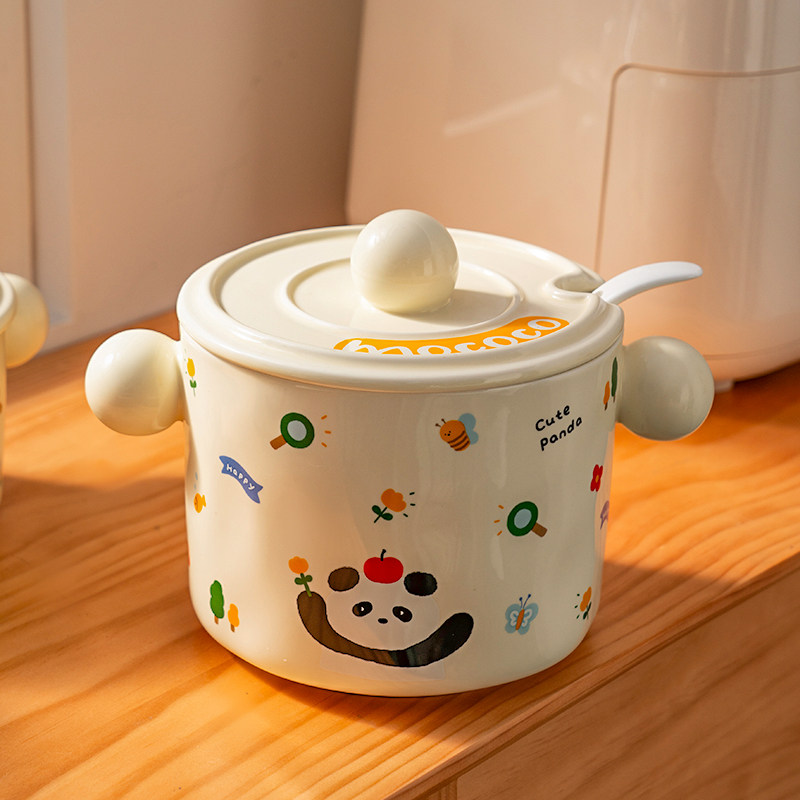 onlycook双耳滤网猪油罐耐高温食品级陶瓷辣椒油专用罐子调料罐